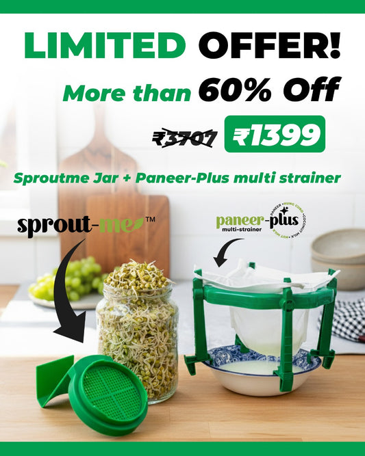 50% OFF: Paneer Plus multi-strainer 1 cloth & Sproutme jar