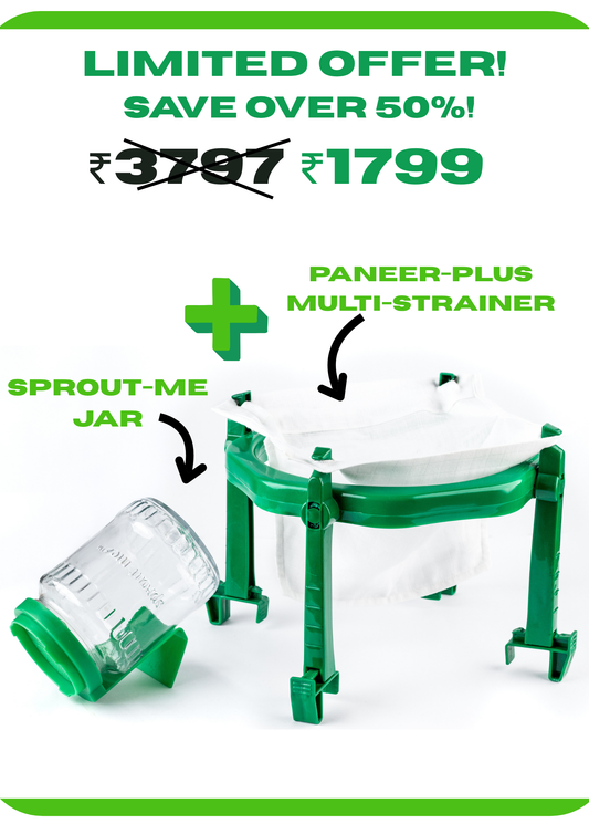 50% OFF: Paneer Plus multi-strainer 1 cloth & Sproutme jar