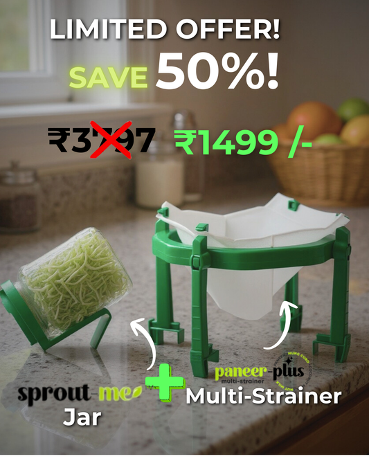 50% OFF: Paneer Plus multi-strainer 1 cloth & Sproutme jar